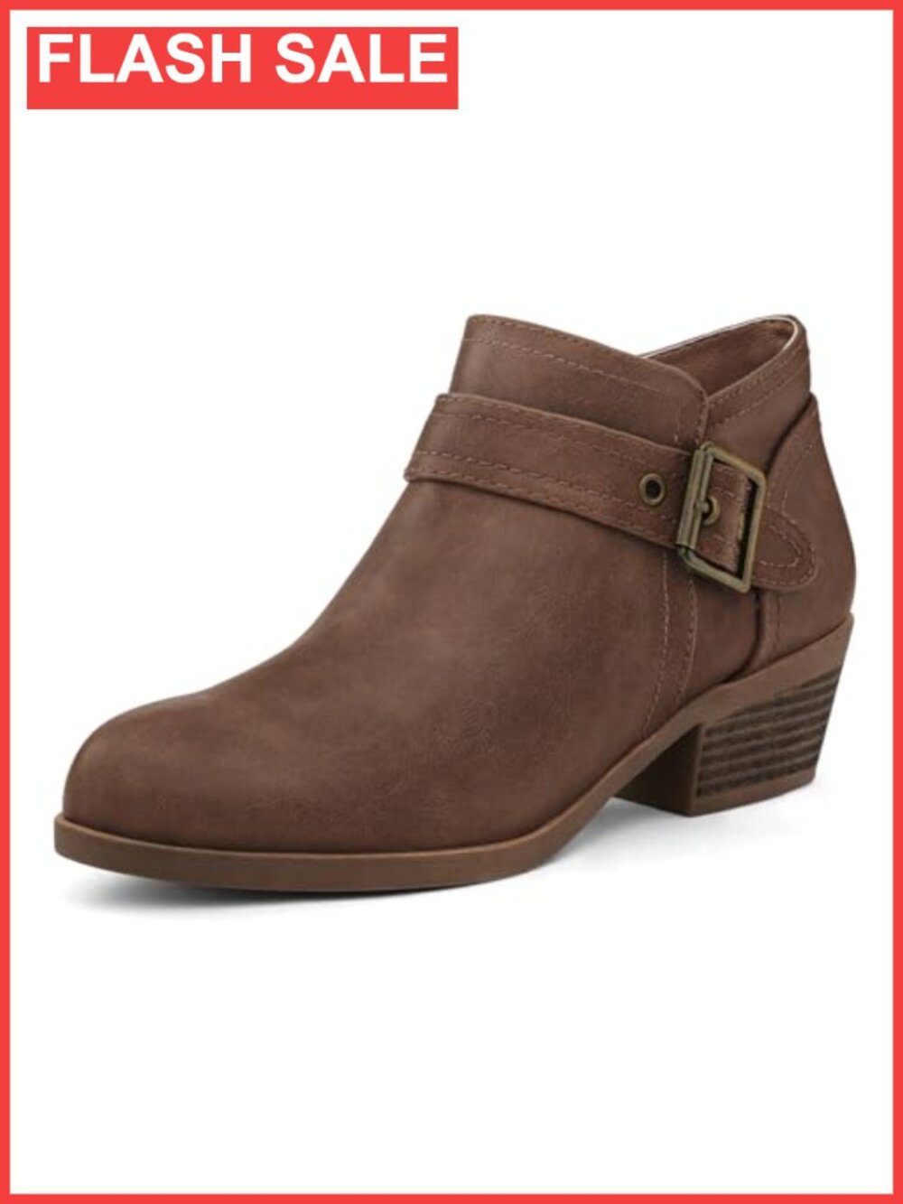 Women's Ankle Boots Low Chunky Heel Side Zipper Booties